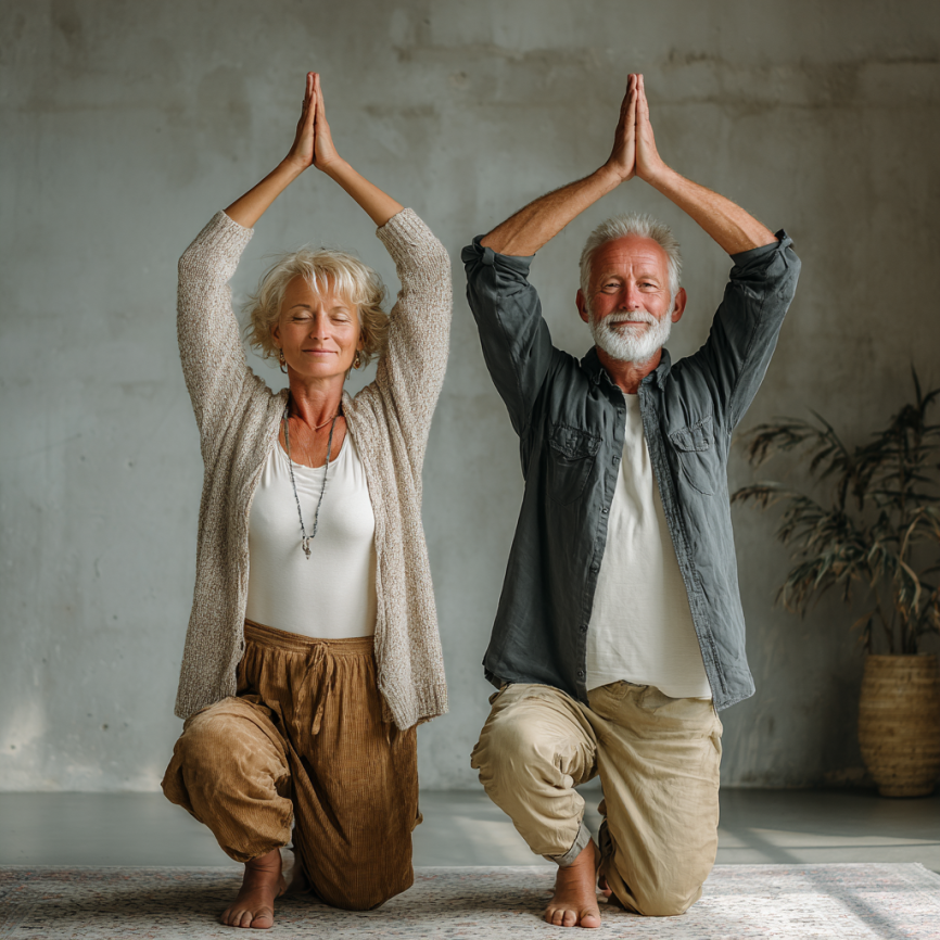 Інструктор працює з літньою групою